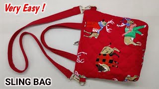 VERY EASY  DIY Sling Bag for Daily Use  Shoulder bag making at home  Crossbody bag sewing  Bags [upl. by Andriette]