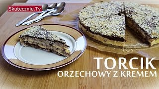 Torcik orzechowy na orzechowym biszkopcie z kremem  SkutecznieTv [upl. by Ladd584]