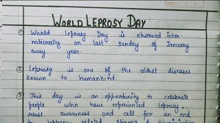 Ten Lines On World Leprosy Day  Ten lines essay on Leprosy Day In English [upl. by Scevor754]