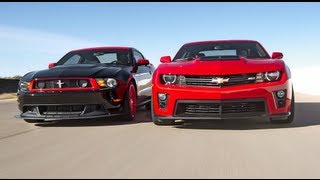 Chevrolet Camaro ZL1 vs Ford Mustang Boss 302 Laguna Seca  Head 2 Head Episode 3 [upl. by Llewkcor]