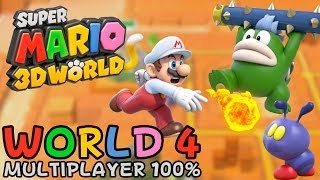 Super Mario 3D World  World 4 100 multiplayer walkthrough [upl. by Timothea]