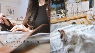 Cozy Studio Vlog Daily life of full time artist｜Unboxing Lovesoup  Hong Kong Illustrator香港イラストレーター [upl. by Ardiedal]