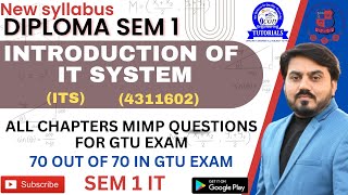 INTRODUCTION OF IT SYSTEM MIMP QUESTION FOR GTU EXAM  ALL CHAPTER MIMP  4311602  SEM 1 MIMPgtu [upl. by Naynek]