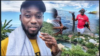 First time going to a Black sand beach🇻🇨  while ‎Colazsmithtv n team gone spearfishing [upl. by Tenaj733]