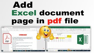 How to add excel file document page in pdf file  excel page insert in pdf file [upl. by Hodosh]