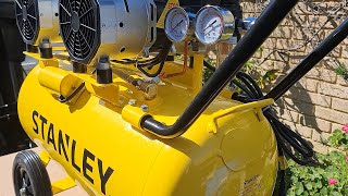 Stanley Silenced Air Compressor 275hp QUIET af  Unboxing Assembly and Test Op [upl. by Saidel]