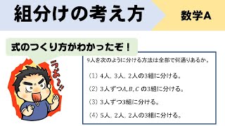 【数学A】組分けの総数の求め方は？区別できるか、できないかを見極めるのがポイント！ [upl. by Akiemat115]