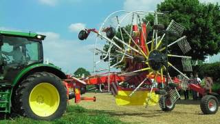 2017 John Deere 6110R Tractor With Poettinger TOP 842 C centreswath twin rotor rake [upl. by Ojytteb304]