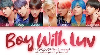 BTS 방탄소년단  Boy With Luv 작은 것들을 위한 시 feat Halsey Color Coded Lyrics EngRomHan가사 [upl. by Bayer566]