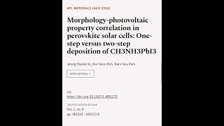 Morphologyphotovoltaic property correlation in perovskite solar cells Onestep vers  RTCLTV [upl. by Grim]