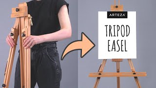 How to Assemble a WOODEN TRIPOD EASEL Stand 2 MINUTE SETUP [upl. by Atteugram640]