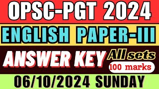 OPSCPGT 2024 English paper II Paper 3answer key Unofficial answer key of paper 2 English [upl. by Atilrep894]