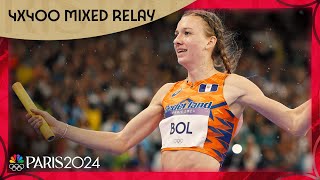 Femke Bol tracks down US team to win 4x400 mixed relay for Netherlands  Paris Olympics [upl. by Ainsley]