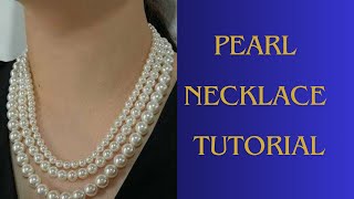 Pearl necklace tutorial  diy necklace  hand made jewelry  pearl jewelry making at home [upl. by Cletus]