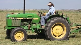 Rolling Oaks Farm  Tedding and Raking John Deere 2150 and 2755 Tractors on 6192013 [upl. by Sacci624]