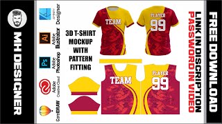 Sublimation Vector Designs  3D TShirt 03  With Pattern Fitting  Free Download Now [upl. by Yenetruoc]