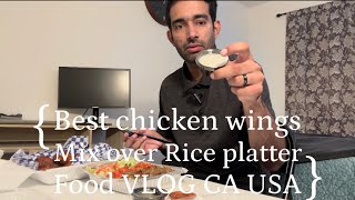 I Tried New Restaurant  Best chicken wings  Mix over Rice platters  Food vlog CA USA [upl. by Orly]