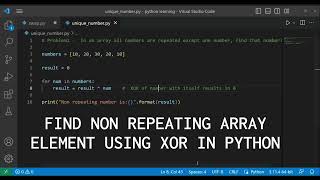 Find nonrepeating element in the array in python using XOR Bit manipulation problem2 [upl. by Nanam]