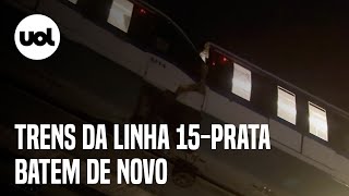 Acidente no monotrilho Vídeo flagra momento em que trens da Linha 15Prata batem novamente em SP [upl. by Nesnah]