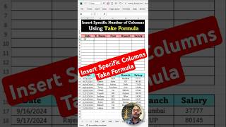 Insert Specific Number of Columns using Take Formula  Insert Specific Number of Columns  ytshorts [upl. by Keely]