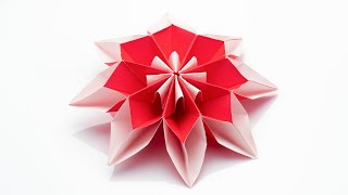 Origami Flower By NanaTakahashi 摺紙 大麗花 折り紙 ダリア はな [upl. by Llerrut520]