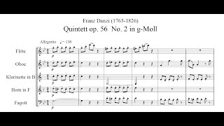 Franz Danzi  Wind Quintet op 56 no 2 with Score [upl. by Isolt973]