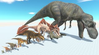 Tyrannosaurus Rex of Evolution vs ALL Dinosaurs Fights All Sharks Animal Battle Simulator ARBS [upl. by Ecinwahs]