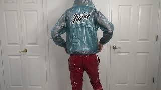 Old School FUBU Rain Jacket with shiny red nylon pants [upl. by Anib]