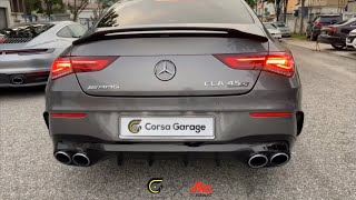 MercedesAMG C118 CLA45 S Fi EXHAUST Catless Downpipe X Valvetronic CatBack X Corsa Garage [upl. by Fanchon]