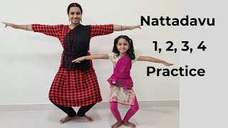 Bharatanatyam Basics Episode 16 Nattadavu 1 2 3 4 Practice [upl. by Hteik892]