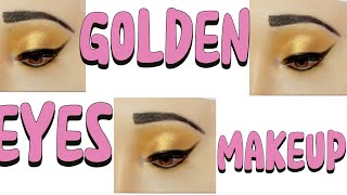 Golden easy eye makeup💛💛 [upl. by Nauwaj]