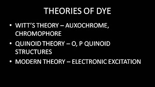 Witts Theory Quinoid theory Modern Theory  Theory of Dyes [upl. by Belac975]