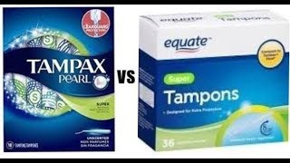 Lets talk about tampons  equate Walmart brand vs Tamax Pearl  CLEAN comparison amp review [upl. by Ninon370]