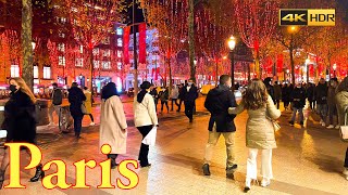 ParisFrance 🇫🇷  Paris Christmas Lights 2021  Paris walking tour 4K   Paris 4K  A Walk In Paris [upl. by Rosana907]