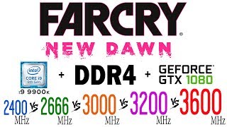 Far Cry New Dawn on i9 9900k  DDR4 2400 MHz 2666 MHz 3000 MHz 3200 MHz 3600 MHz [upl. by Blatt515]