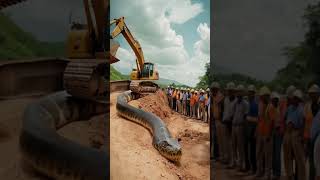 Wow Amazing  Excavator giant catches anaconda snake short snake snakevideo anaconda amazing [upl. by Clabo]