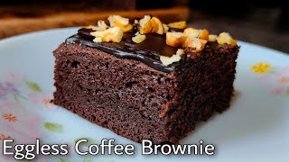 Eggless Coffee Brownie  Mocha Brownie  Easy Brownie Recipe No Cocoa Powder Curd Condensed Milk [upl. by Llerdnad]