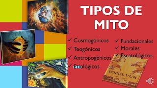 Tipos de Mito Cosmogónico teogónicos antropogénicos etiológicos fundacionales morales etc [upl. by Rebm]