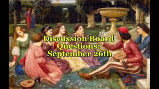 The Decameron by Boccaccio Discussion Board Questions September 26th [upl. by Eiznekcam]