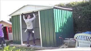 Part 3  10 x 8 Metal Shed Build  Walls Doors and Completion [upl. by Agbogla]