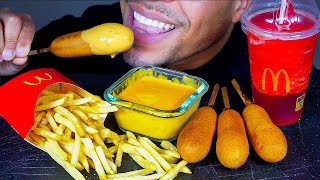 ASMR EATING CORN DOGS CHEESE MCDONALDS FRIES JERRY NO TALKING MUKBANG MOUTH SOUNDS [upl. by Ferdy]