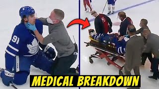 John Tavares Stretchered off After SCARY COLLISION in NHL Playoffs  Doctor Explains [upl. by Gould]