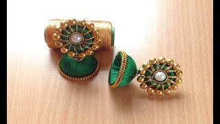 Handmade Silk thread Jhumka earrings with silk thread studs Without using paper [upl. by Geerts]