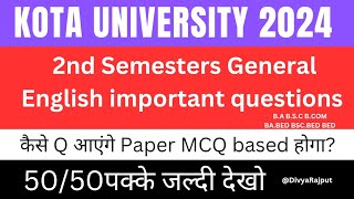 Kota University General English Most important questions कुछ नहीं पढ़ा तो बस ये देख लो [upl. by Emoraj]