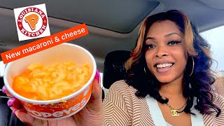 POPEYES NEW HOMESTYLE MAC N CHEESE  Food Review [upl. by Anaoj]