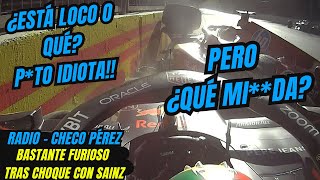 Radio Checo Pérez Bastante Furioso Tras Choque con Carlos Sainz F1 radio subtitulado [upl. by Yorel]