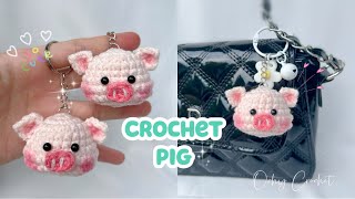 Crochet Pig Keychain 🐷 Pig Amigurumi Tutorial  Móc móc chìa khoá bé heo [upl. by Gustavus]