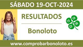 Resultado del sorteo Bonoloto del sabado 19 de octubre de 2024 [upl. by Niltiak]