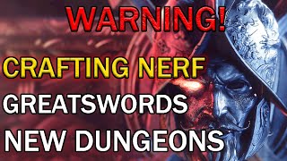 New World Crafting Nerf  New Dungeons  New Weapons [upl. by Lleryd]