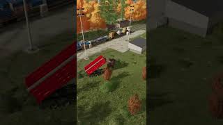 UNLOADING INTO THE TRAIN WITH AN AUGER  FS22 WESTERN WILDS shorts gaming farmingsimulator22 [upl. by Nedmac388]